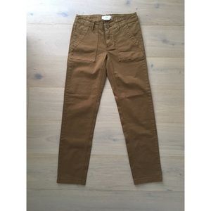 Aritzia TNA Cotton Straight Leg Brown Khaki Pants